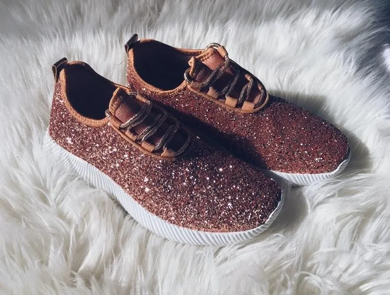 Rose Gold Glitter Sneakers Size 5.5 - Image 5