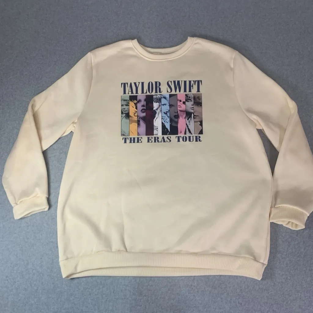 Taylor Swift Sweatshirt The Eras Tour Crew Neck Size XXL Cream Tan - Image 2