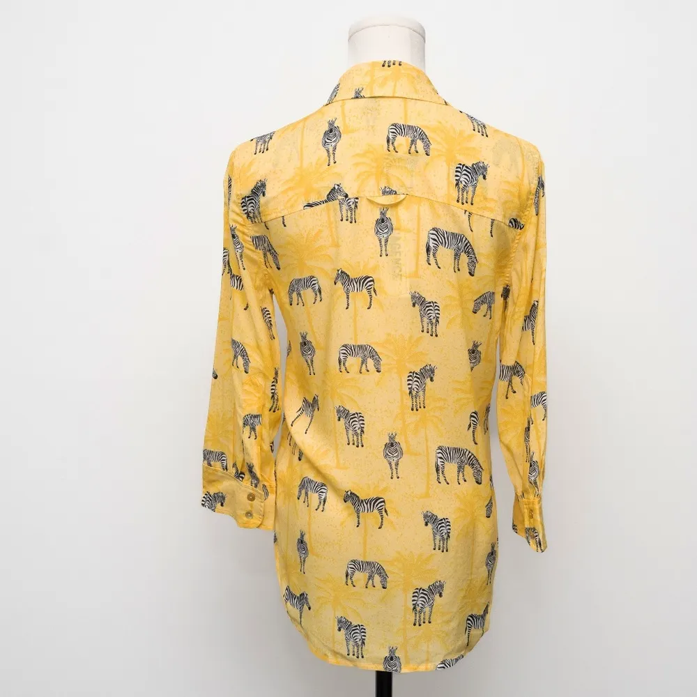 L'agence  | Camille Zebra  Print Button Front Shirt - Image 3