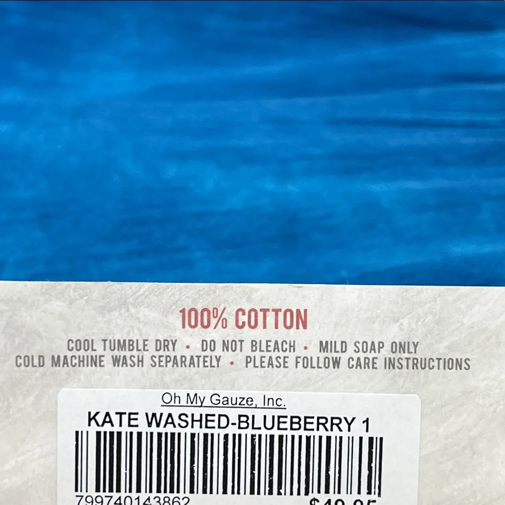 New Oh My Gauze Womens Sz 1 Blue Tie Dye Wide Leg Pants Laganlook Minimalist S/M - Image 4