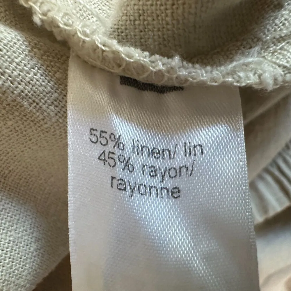 Jolt Cream Beige Linen Blend Flowy Pull On Drawstring Pants  XL NEW with Tags - Image 3