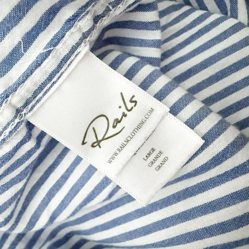 RAILS x NORDSTROM | Taylor Blue Banker Stripe Rhinestone Pearl Shirt | Large - Image 6