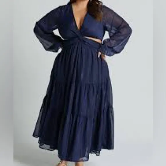 Showpo Edelyn Midi Dress cut out balloon sleeve tiered dress - Image 13