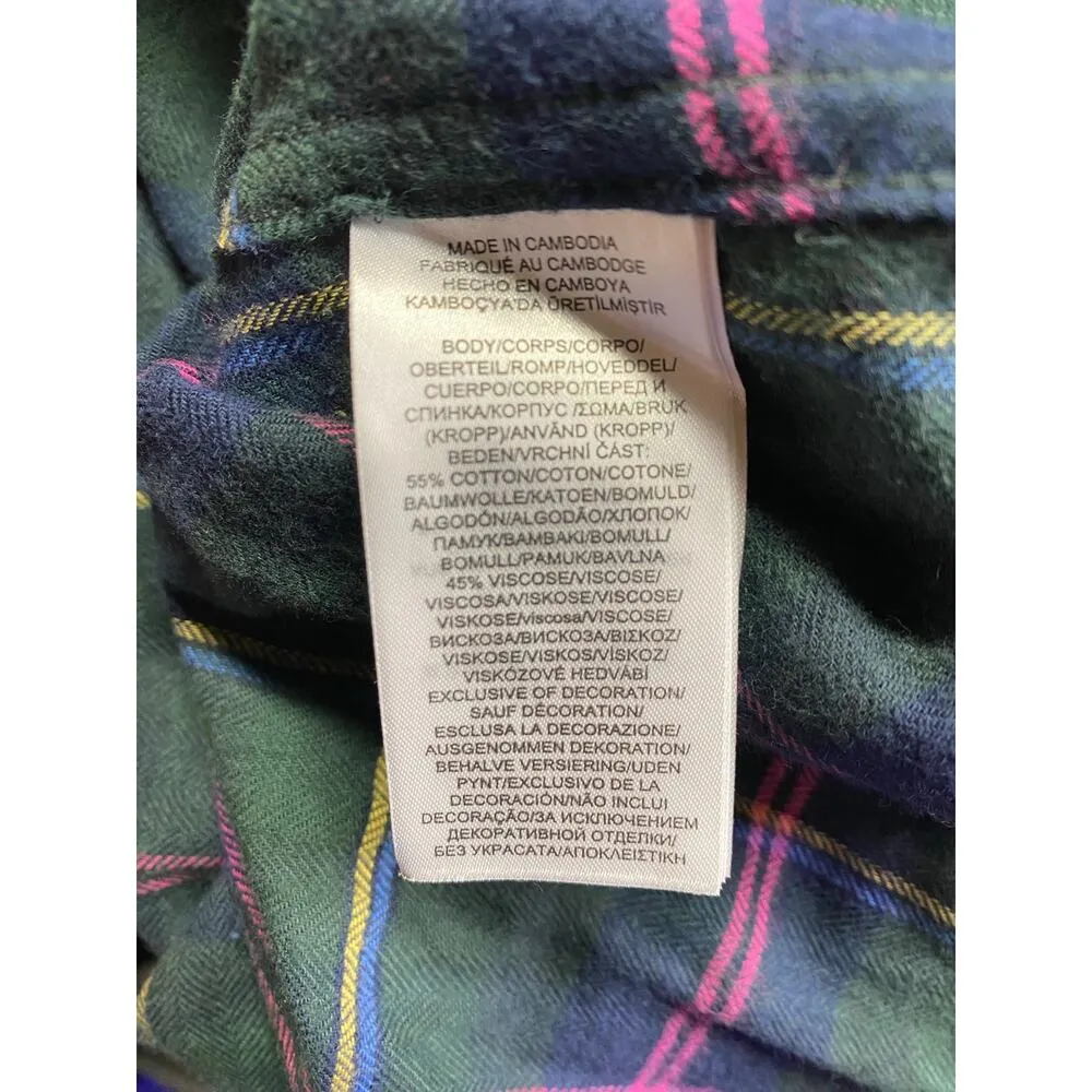 Lauren Ralph Lauren Women's XS Crest Embroidered Sleep Shirt Dress Green Plaid - Image 6