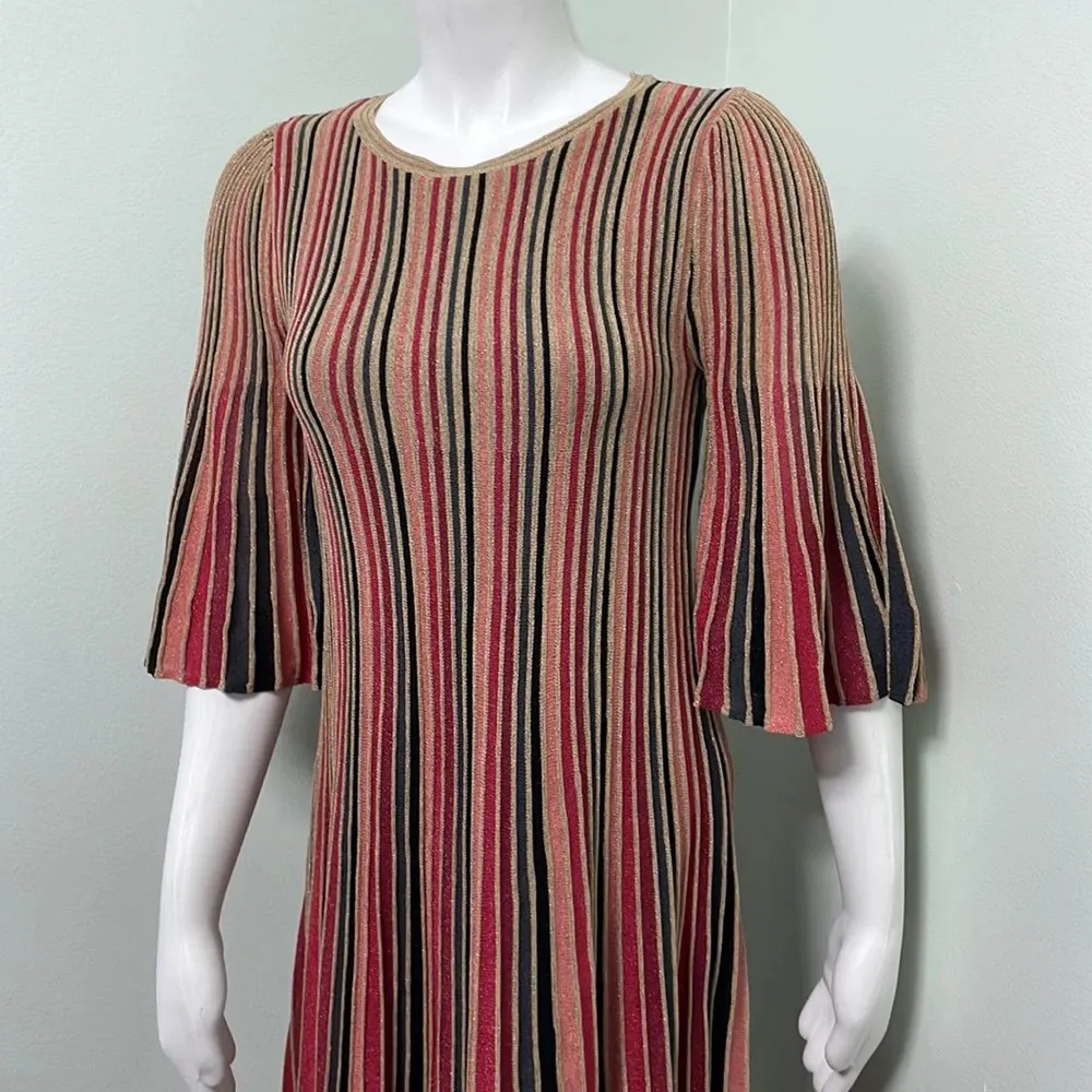 Rapsodia Metallic Stripe Dress Red - Image 2