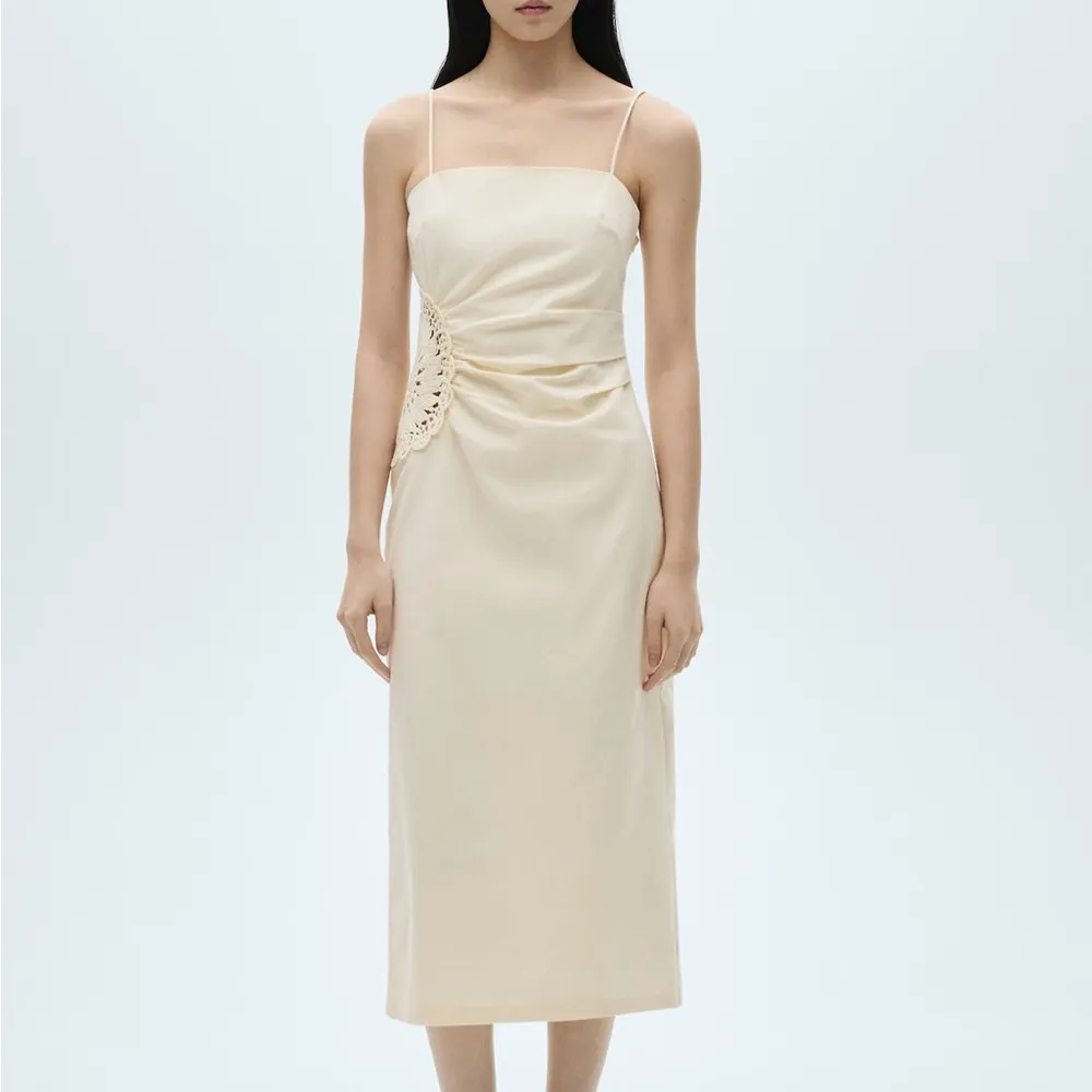 MANGO Linen Blend Dress with Openwork Flowers - Image 6