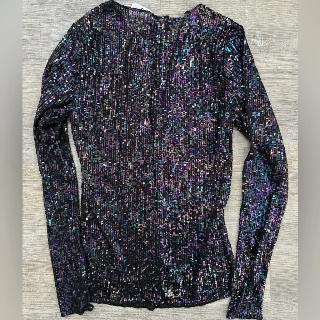 Free People Intimately Women’s Sz Small Gold Rush Sequin Top New NWT in Black - Image 6