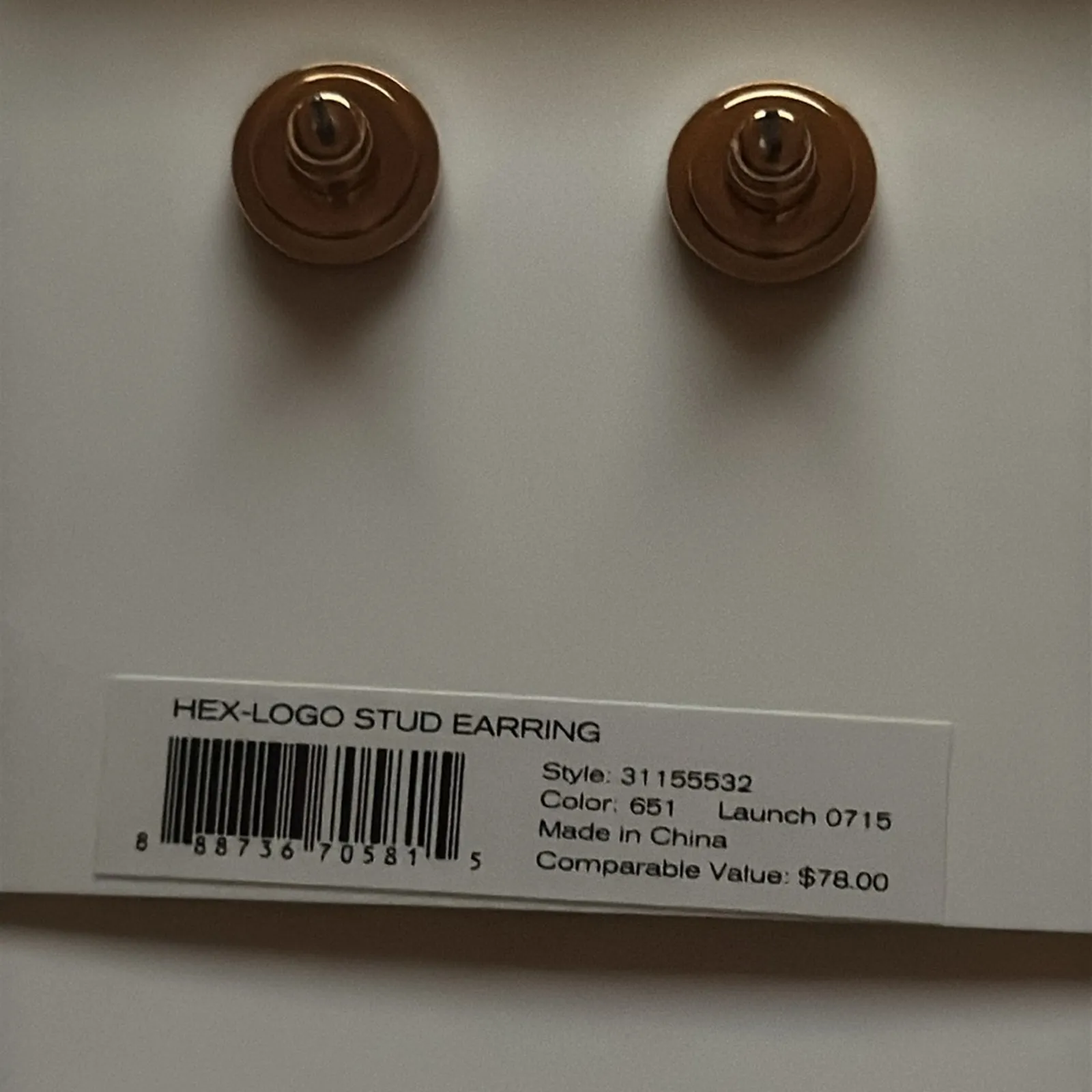 Tory Burch Hexa Rose Gold Logo Earring New w/Tags Classic Luxury Date Night - Image 3