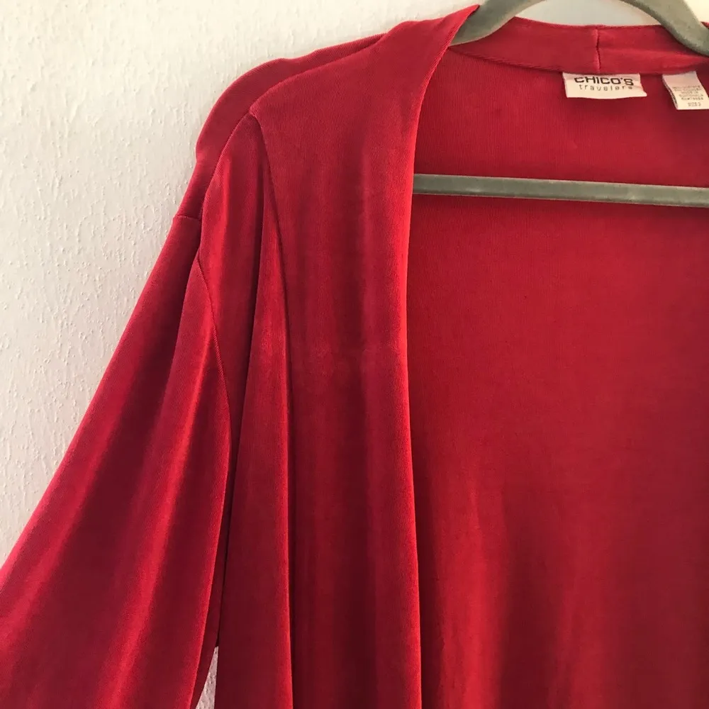 Chico’s Cardigan Travelers Collection Red Travel Open Front Cardi Sz 3 (XL) EUC - Image 6