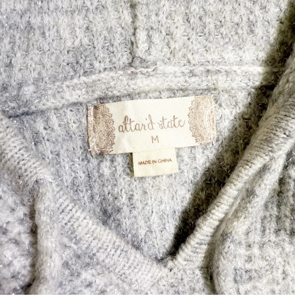 Altar’d State Grey Hooded Waffle Knit Sweater Dress Size M - Image 3