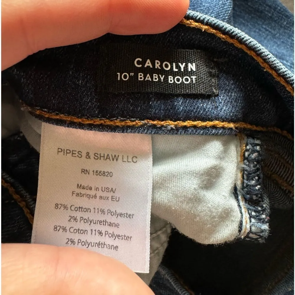 VERONICA BEARD Carolyn 10”‎ Baby Boot Cut Jeans Sz 25 Dark Sea Frayed Raw Hem - Image 11