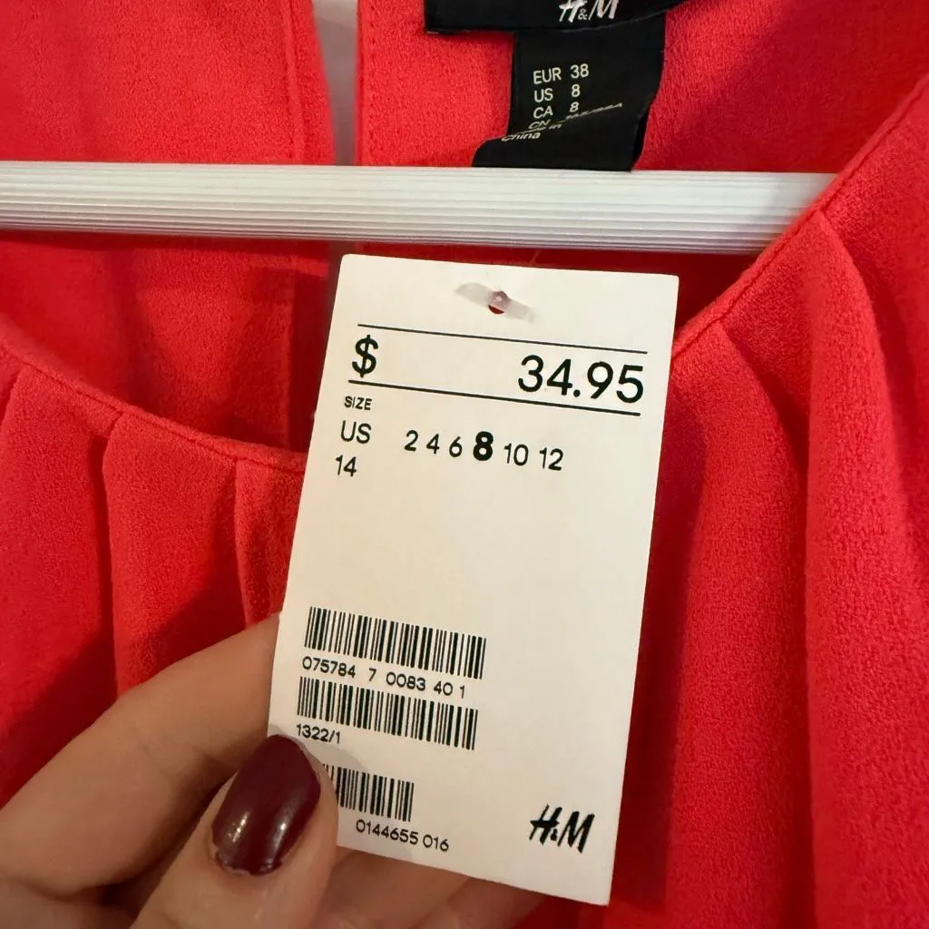 H&M NWT crepe bright orange sheath dress size 8 - Image 4