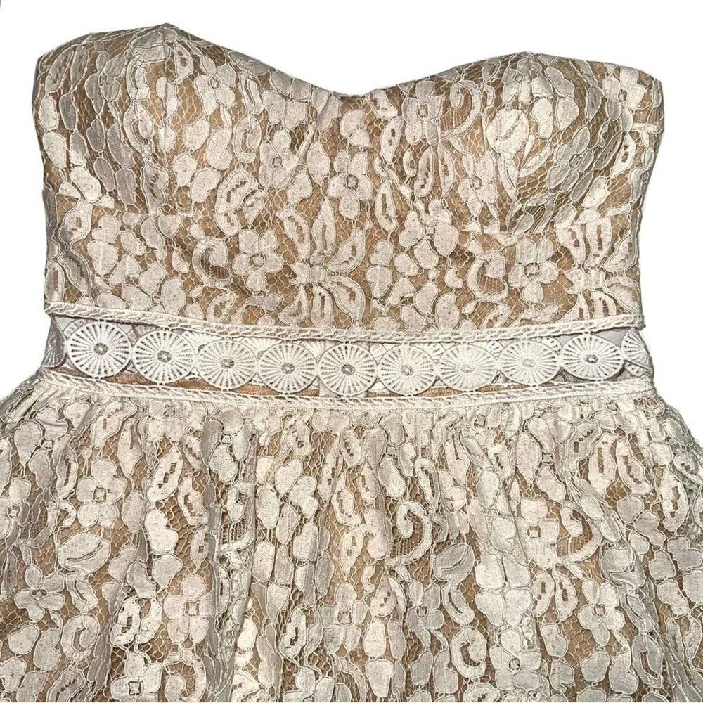 Lulus Adorn White Lace Strapless Midi Dress SMALL - Image 10