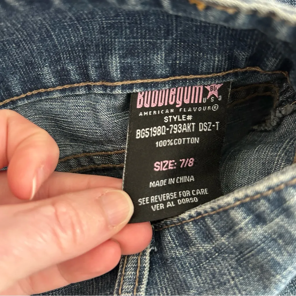 Vintage Bubblegum USA Blue Frayed Hem High Low Denim Jean Skirt Y2K 90s  7/8 - Image 6