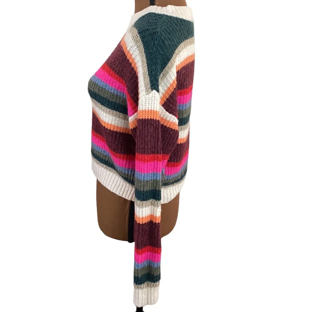 American Eagle plush knit ribbed striped cropped sweater size XS - Image 35