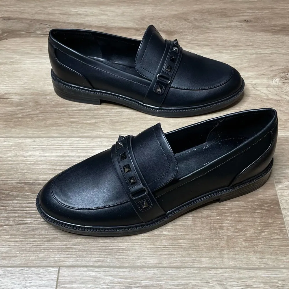 Marc Fisher Women's Black Faux Leather Round Toe Cancia 2 Studded Loafer sz 9.5 - Image 4