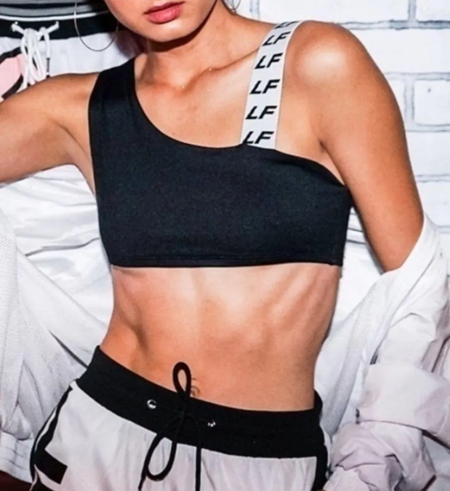 LF The Brand Logo One Shoulder Tank Bra Black Size Small - Image 2
