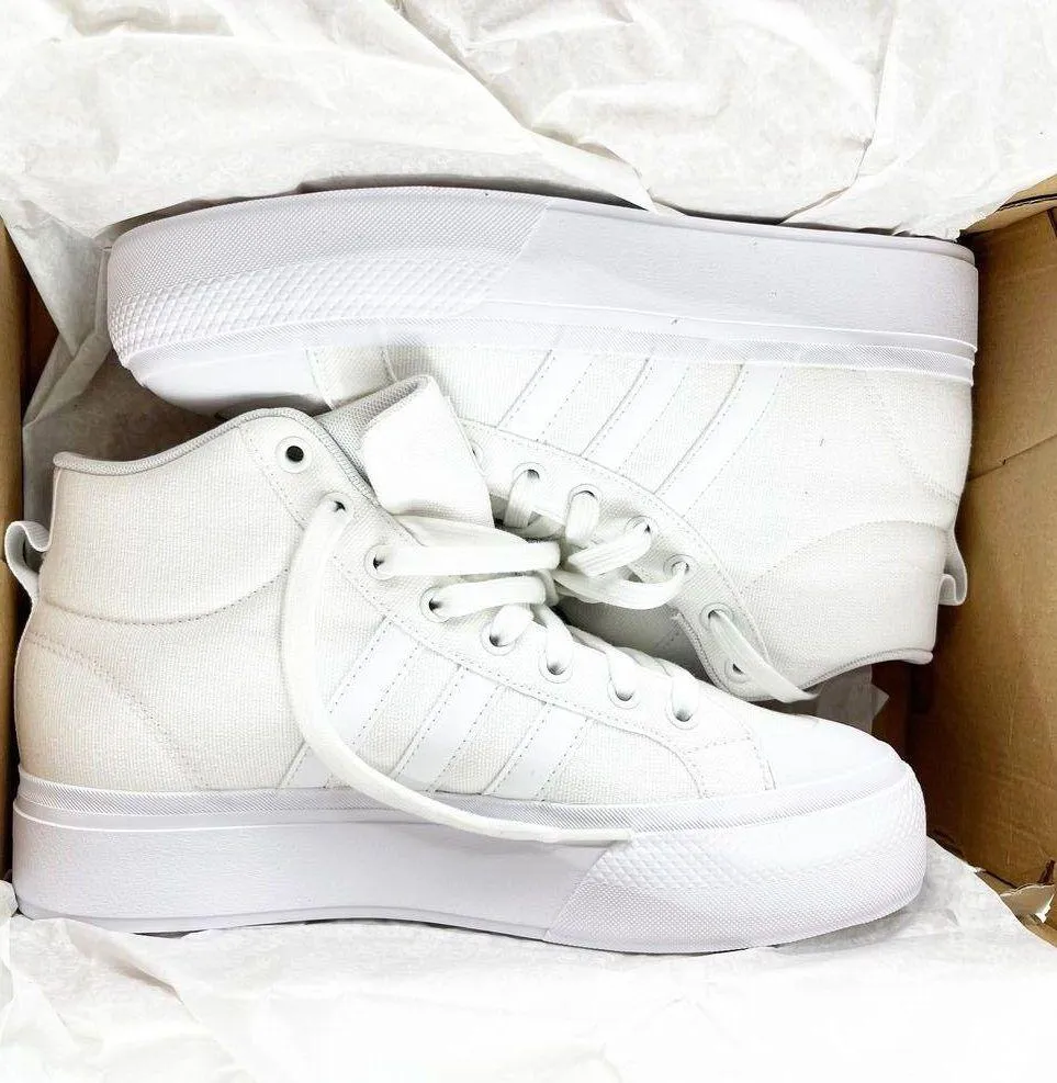 Adidas  Bravada 2.0 Mid Top Platform Skateboard Sneaker Shoes White 9 - Image 11