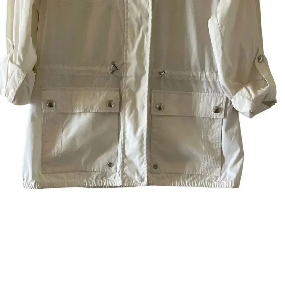 Weatherproof Women’s White Long Sleeves Wind Breaker Rolling Sleeves Jacket SZ S - Image 8