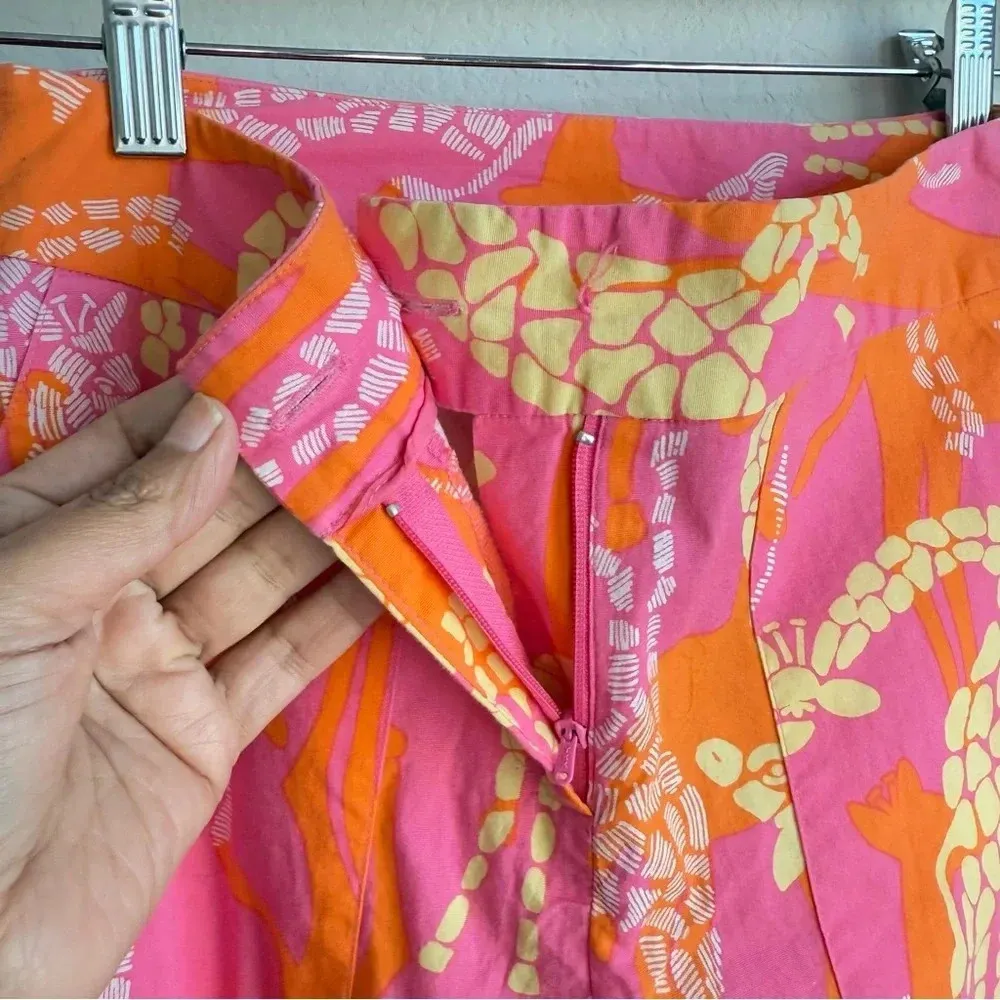 Lilly Pulitzer Womens Vintage Pink/Orange Bella Giraffe Print Capri Pants Size 2 - Image 6