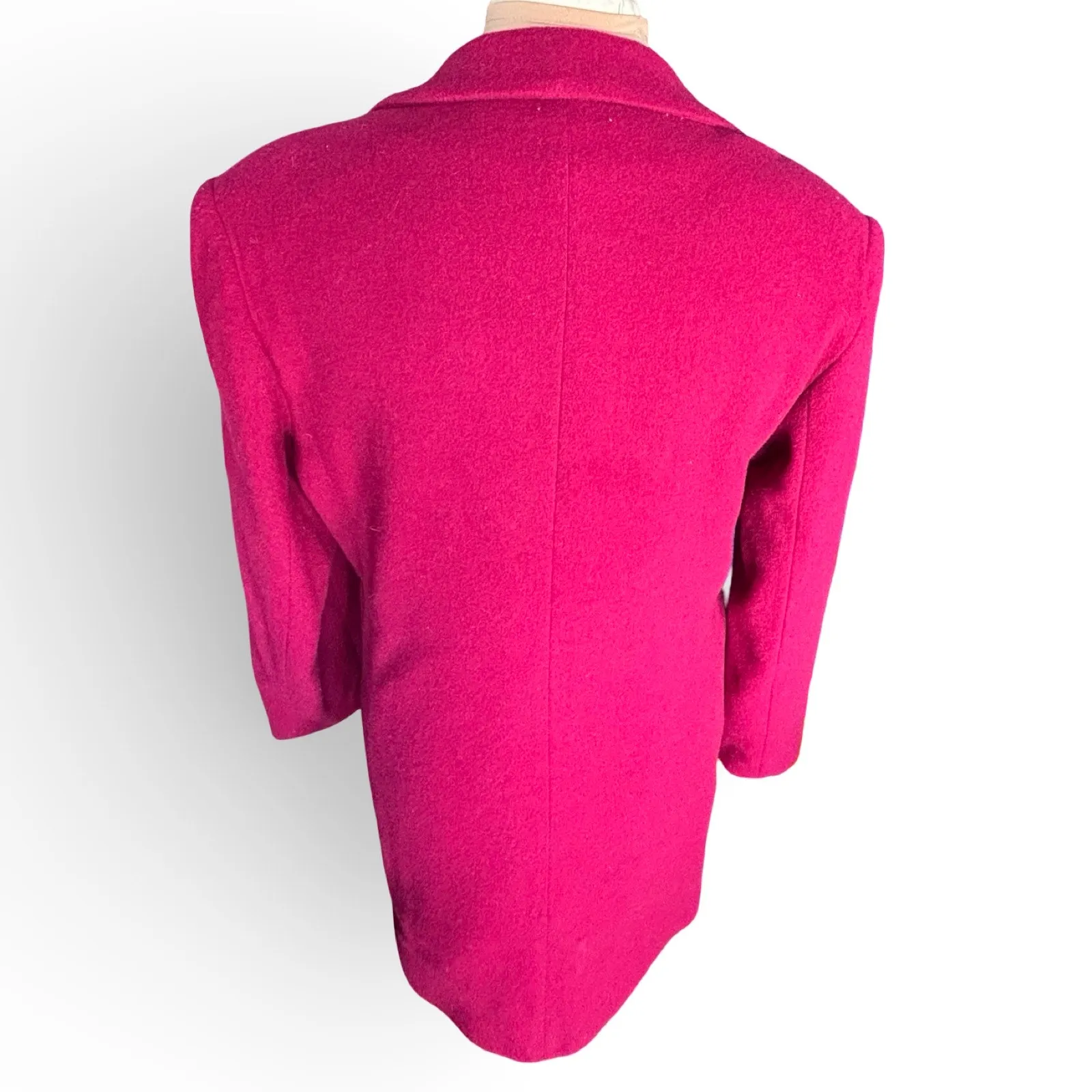 Vintage Magenta Wool Blend Long Coat Blazer Jacket Small Made in USA Winter Warm Red - Image 8