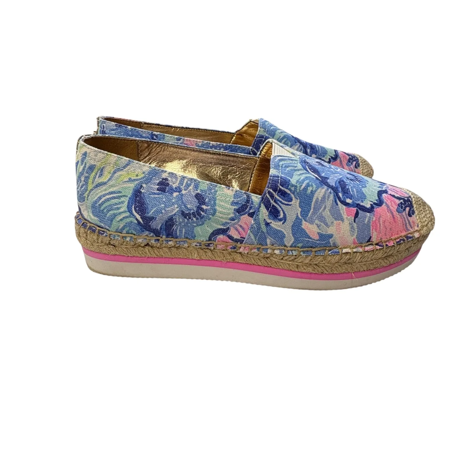 Lilly‎ Pulitzer Women's Saltwater Blue Marlo Espadrille Platform Slip On Shoes 6 - Image 2