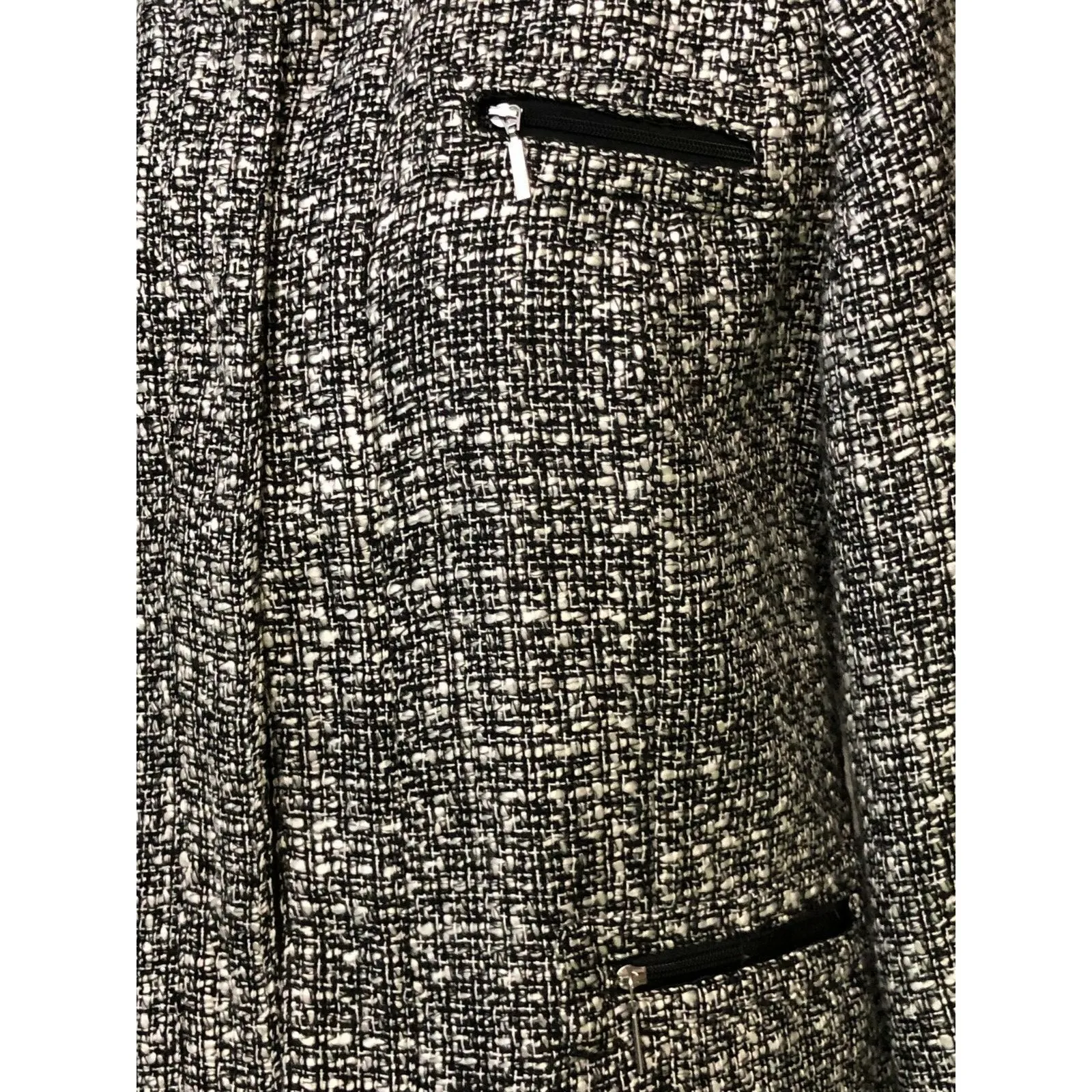 Soft Surroundings Blazer size Medium Zipper Coat Tweed Sweater Jacket Pockets - Image 8