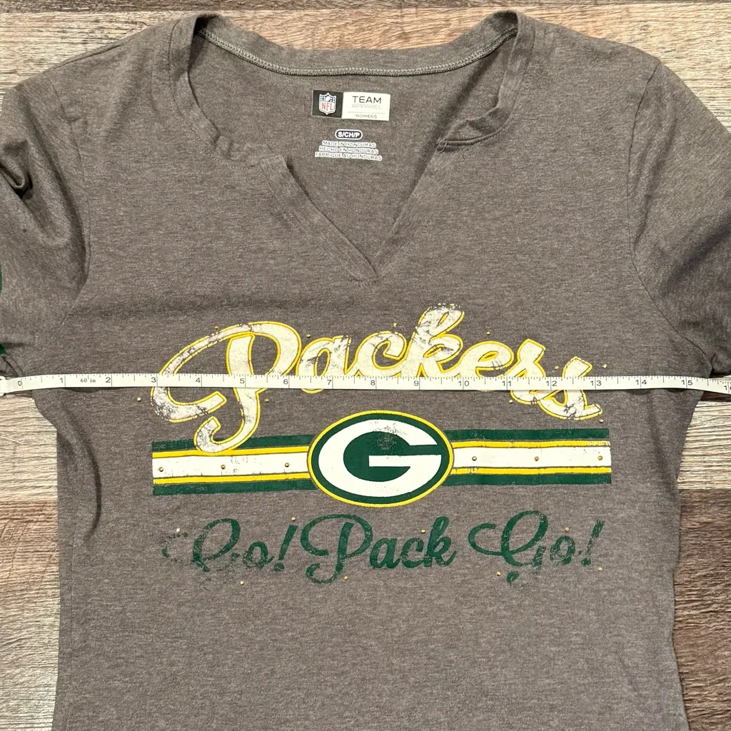 Green Bay Packers NFL Football Team Women’s Gray Long Sleeve Shirt Size Small - Image 3