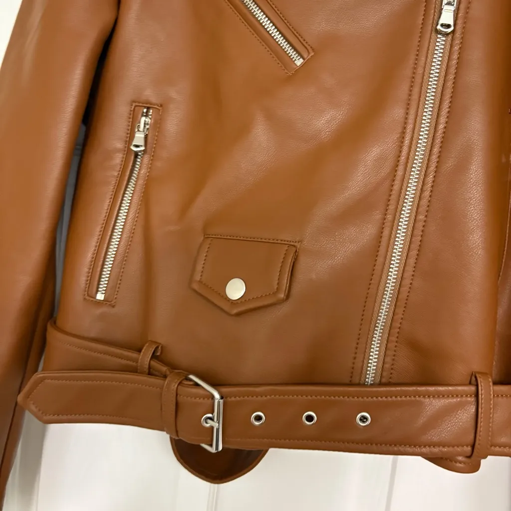 Rebecca Minkoff Brown Faux Leather Jacket Size Medium‎ - Image 5