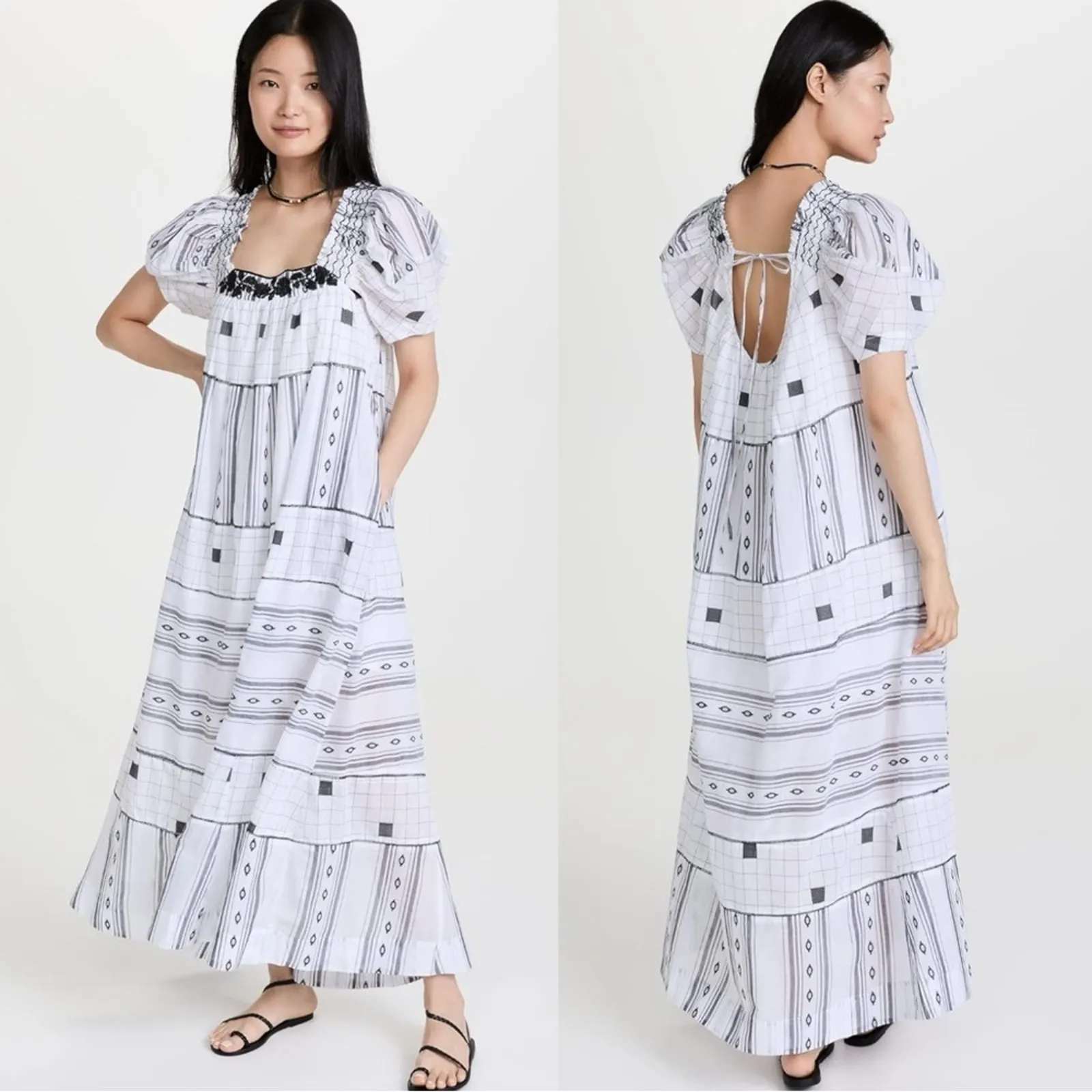 Free People Western Bohemian Jamie Embroidered Maxi Dress Size Large Ethereal - Image 12
