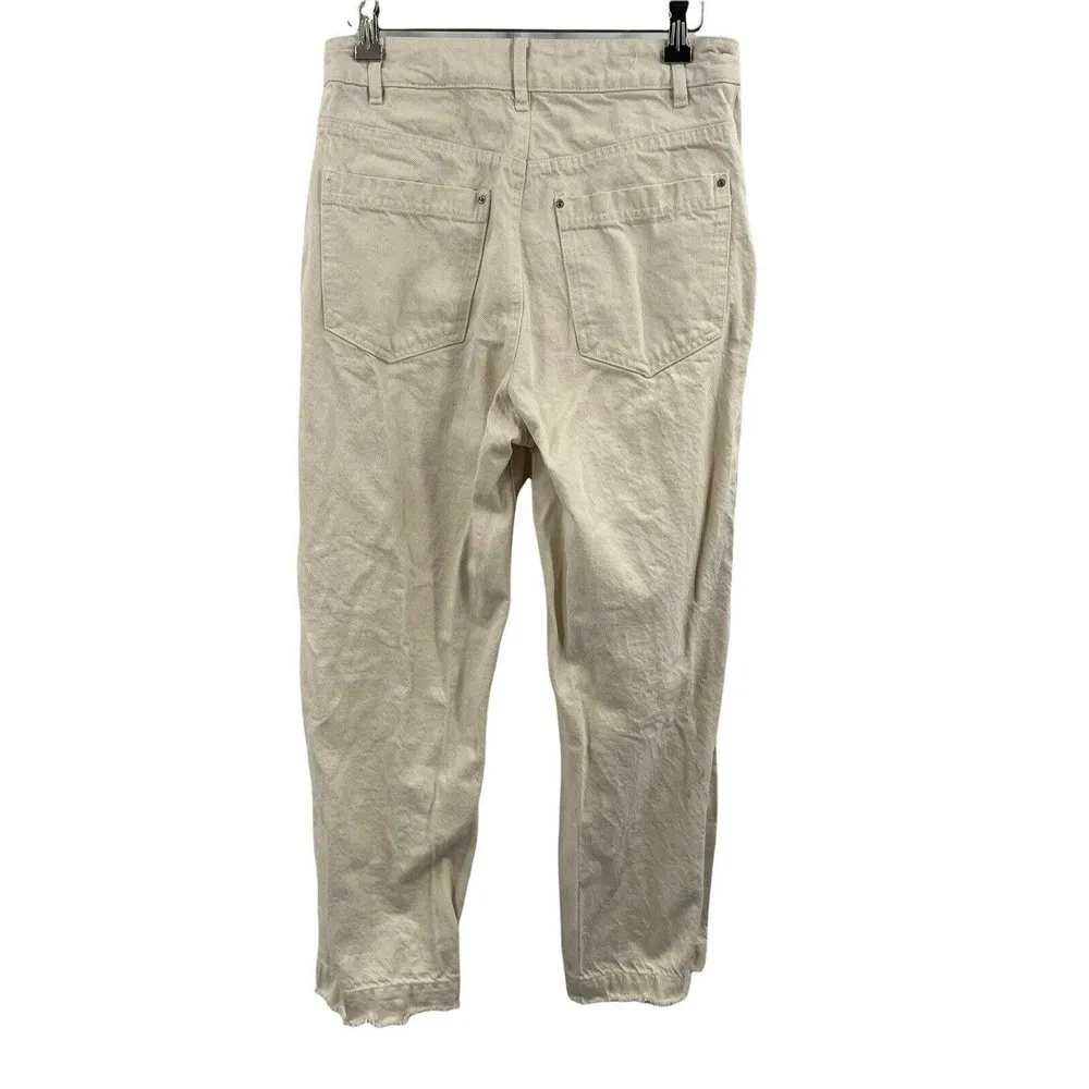 Zara Cream High Waist Tapered Leg Jeans Size 4 - Image 4