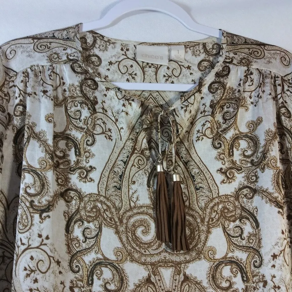 Chico's Precious Medallion Louise Top Peasant Size M - Image 4