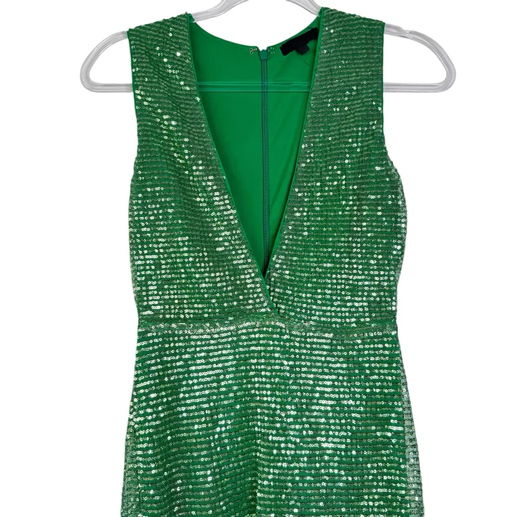 H:OURS REVOLVE Mahlia Maxi Dress in‎ Green Sequined Deep V-Neck Slit Party XS - Image 4