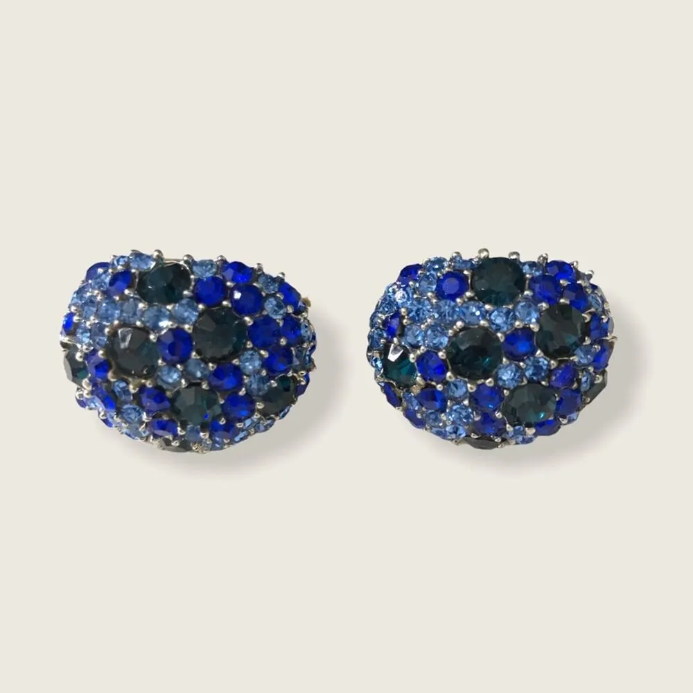 Cobalt & Aquamarine Encrusted Silver Stretch Rings - Image 7