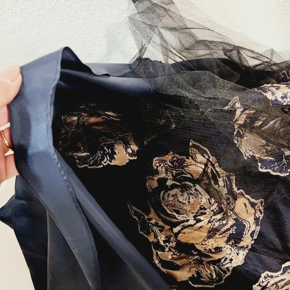 Eliza J Embellished Floral Ballgown Dress Navy Multi Size 10 - Image 16