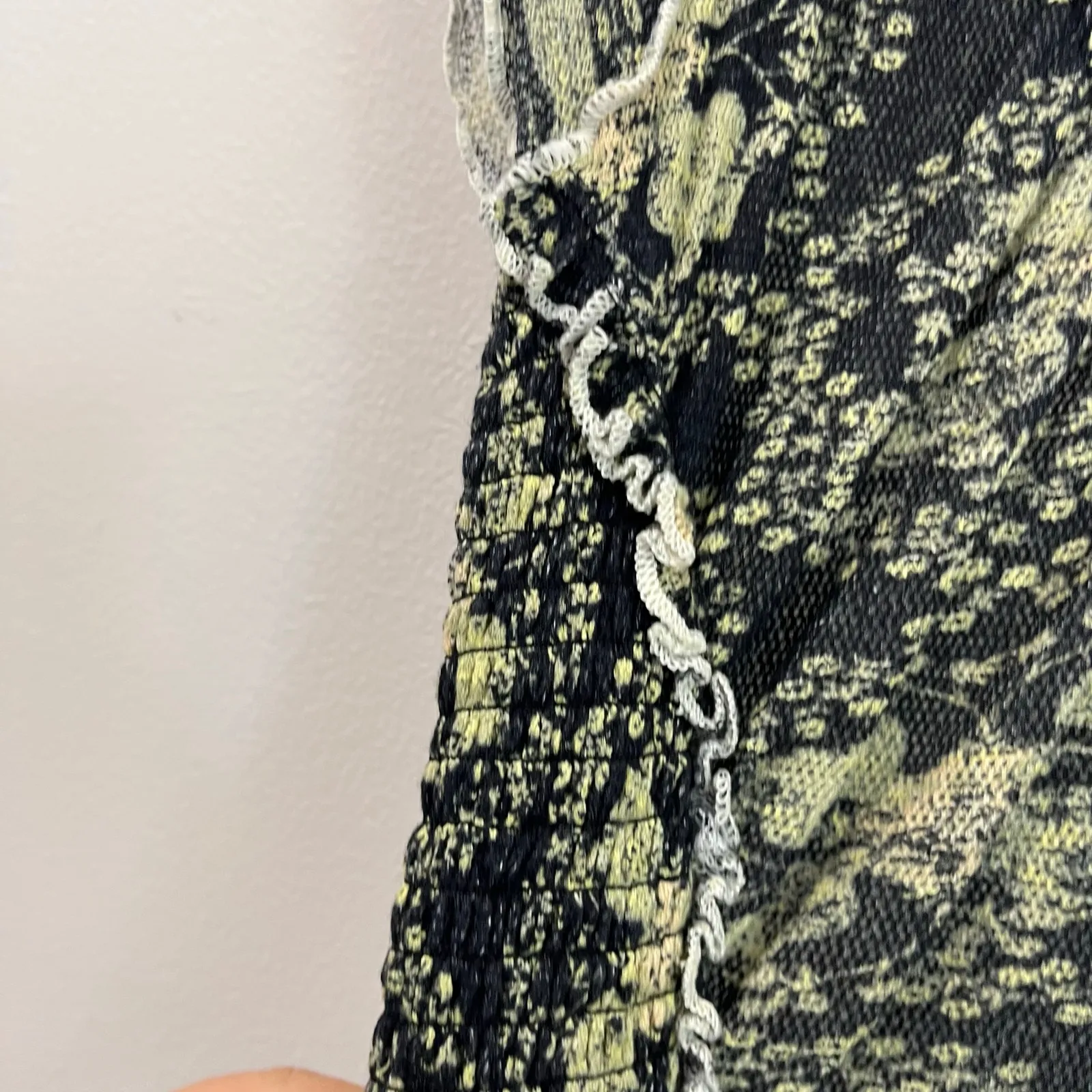 Free People Oh My Baby Ruched Animal Print Cropped Sheer Top Size XL - Image 5