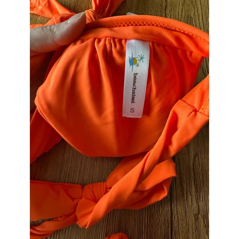 Beachsissi Coral Pink 2 Piece Bikini Set Size Small NWT - Image 3