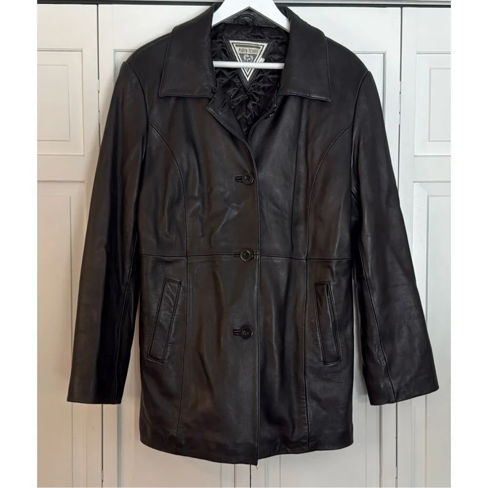 Marvin Richard’s 100% genuine leather black lined blazer jacket large - Image 3