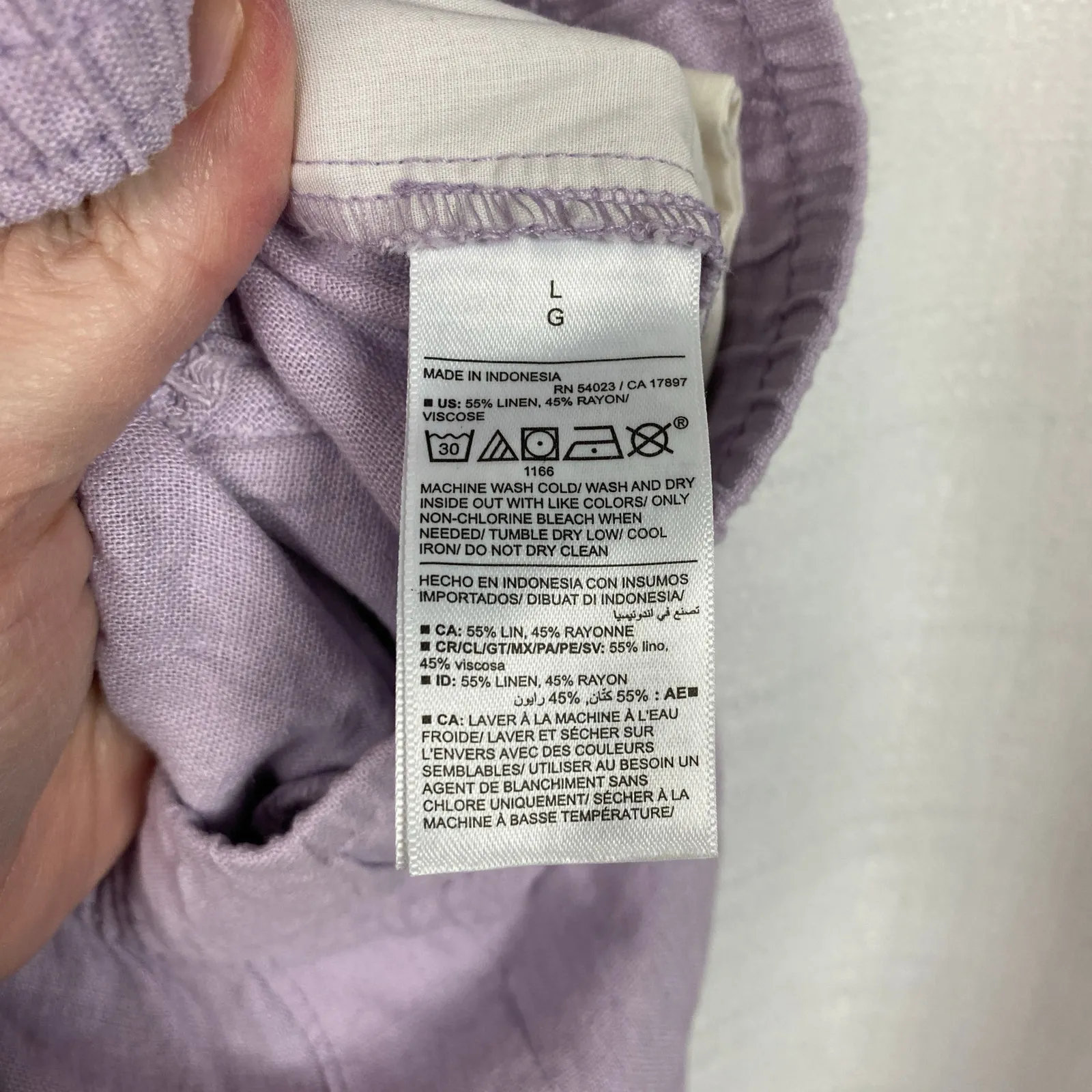 Old Navy Dusky Lavender Purple Wide Leg Pull On Linen Blend Pants Sz.L NWT - Image 13