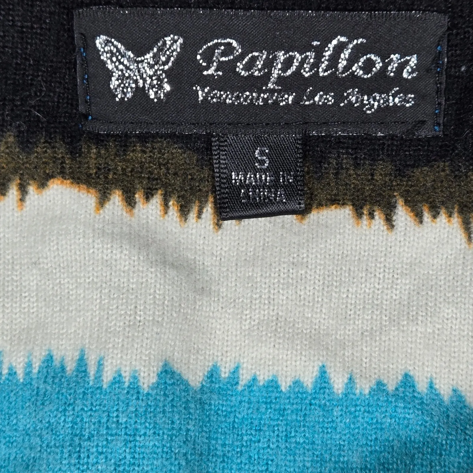 Papillon Striped Lace Up Tassel Dress Teal Orange Gray White Black Size S Blue - Image 3