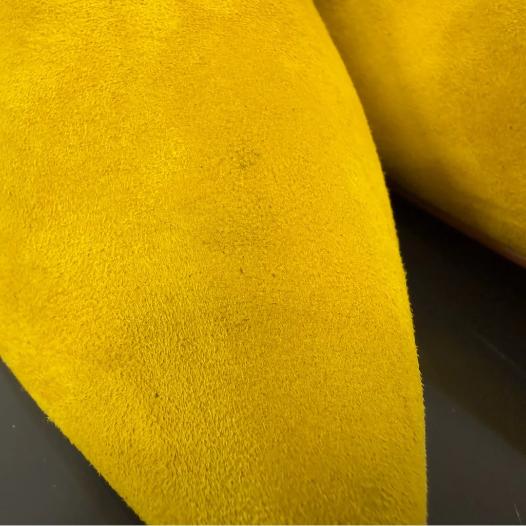 Jaggar Temped Curved Heel Yellow Suede Slingback Mules Pumps Heels Size 8 - Image 9