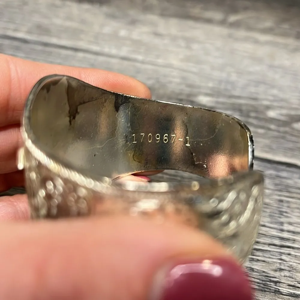 Vintage silver cuff with gold longhorn - Image 8