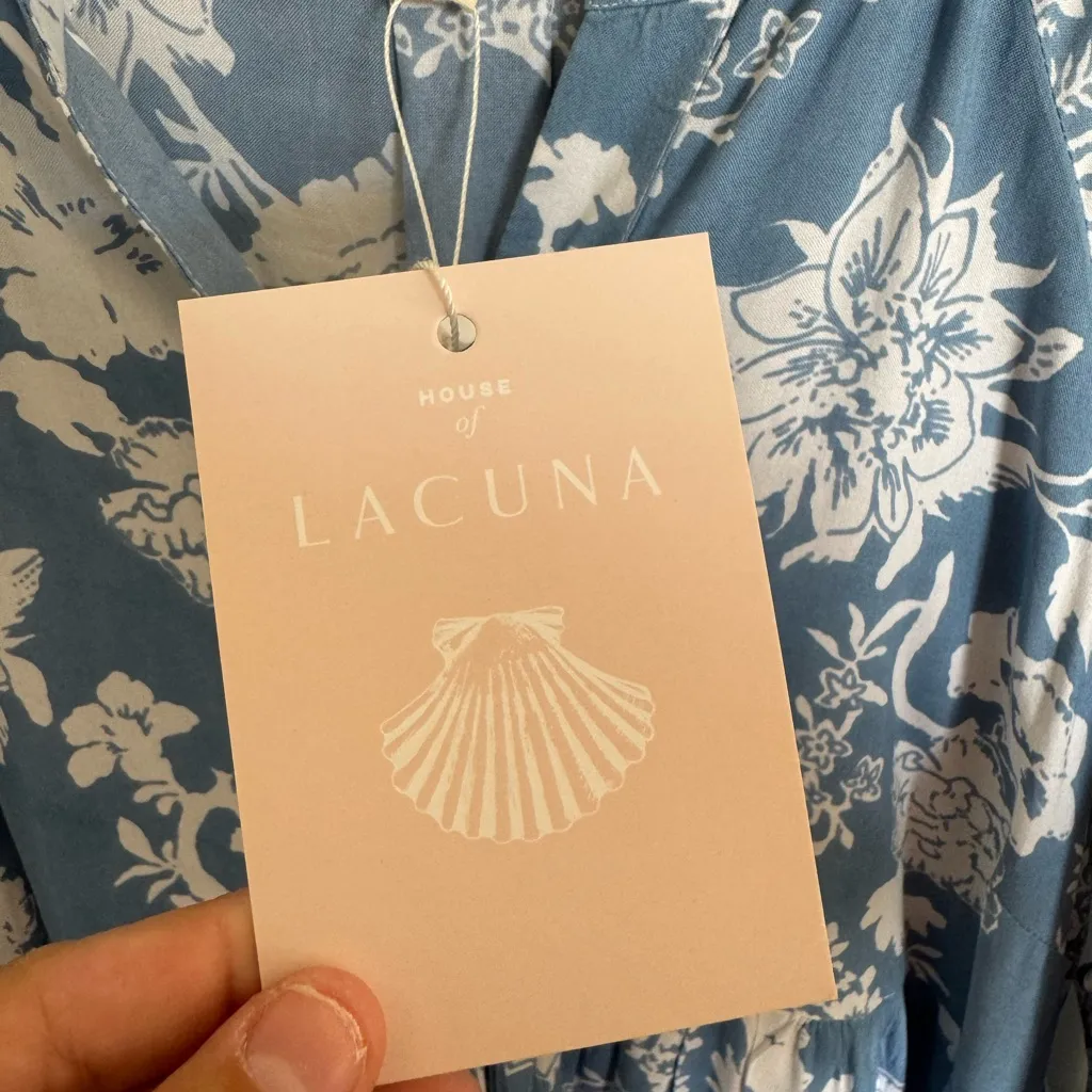 NWT House of Lacuna Tuscany Blur Coconut floral dress size large Blue - Image 5