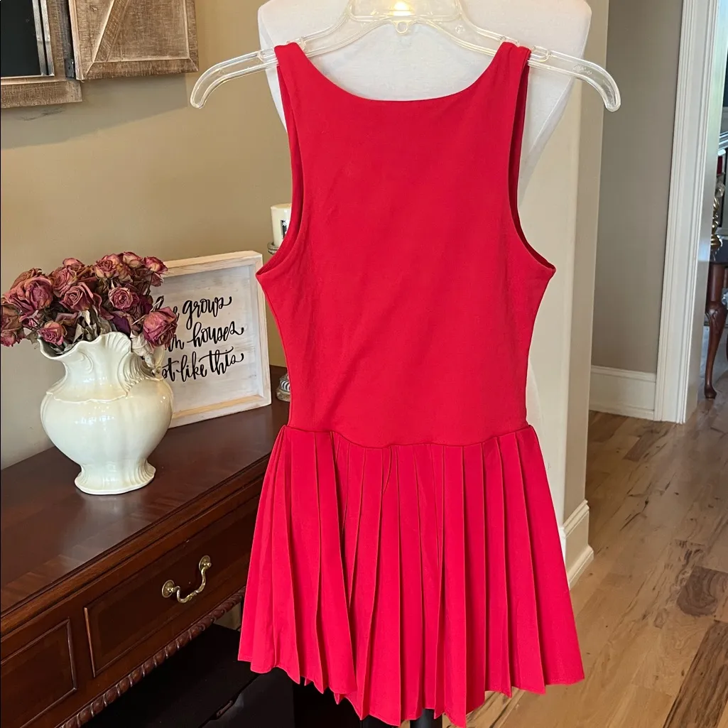 Qinsen Red Mini Tennis Dress Pleated New Size XS - Image 9