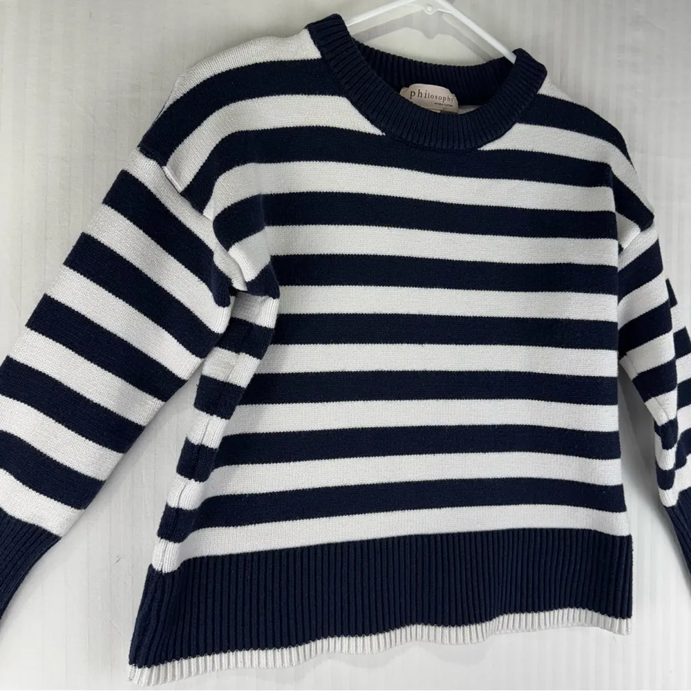 Philosophy Chunky Striped Crewneck Sweater Women’s Size Small Nautical Coastal - Image 2