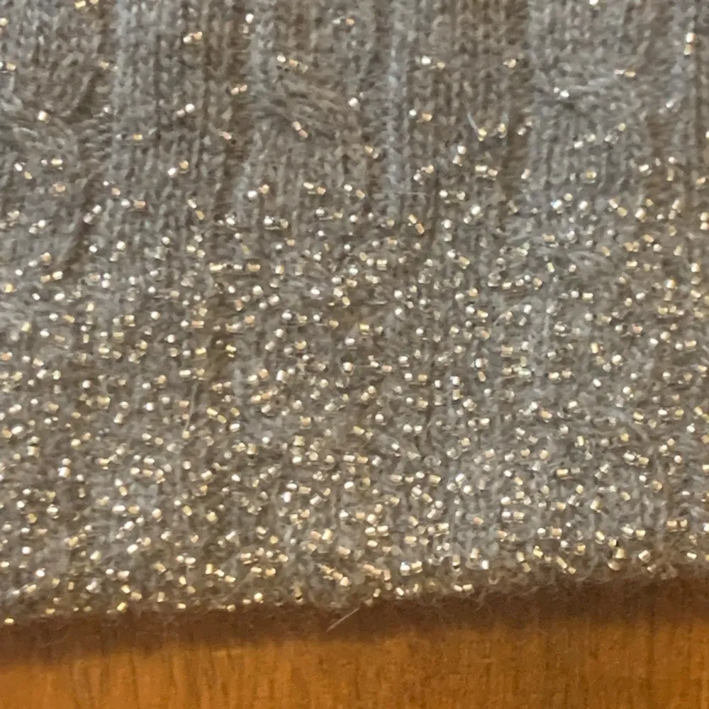 J.Crew Cardigan Medium Gray Beaded Cashmere Wool Angora Blend 3/4 Sleeves Cable - Image 5