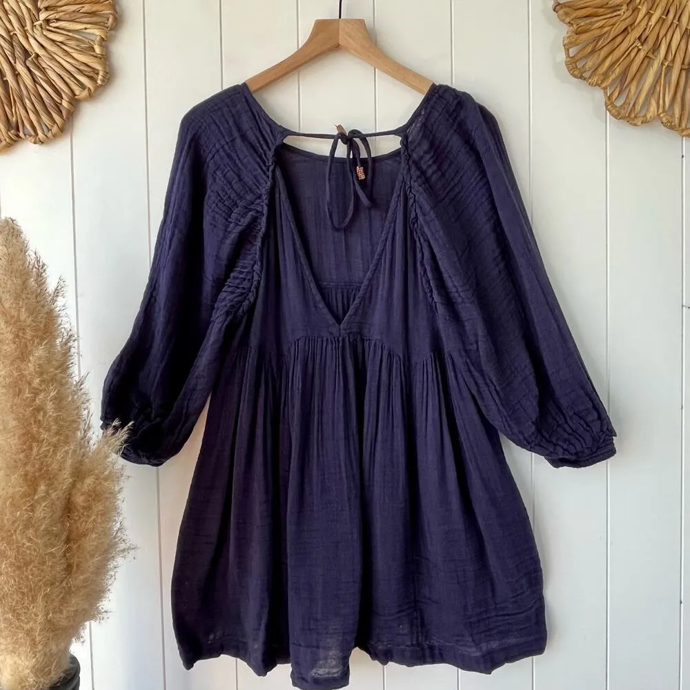 Free People dress mini dress tunic sundress babydoll pleated - Image 4