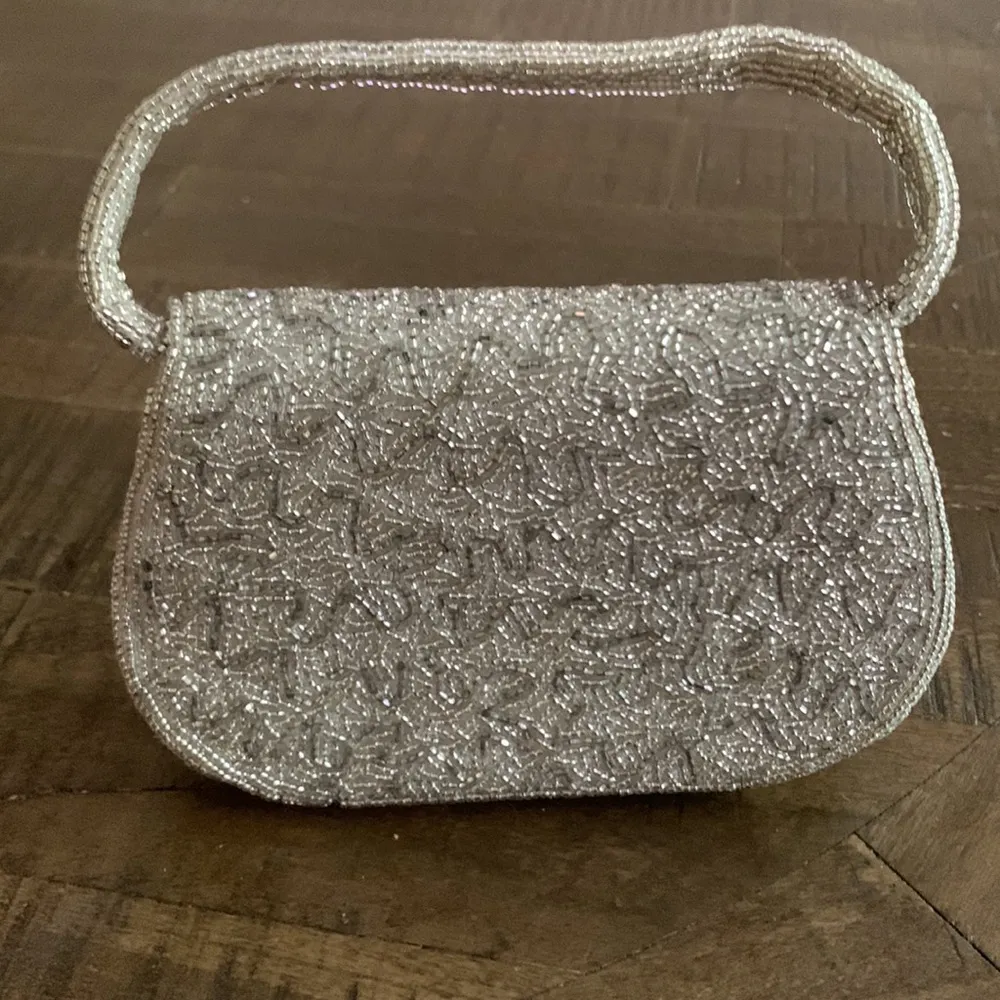 Inge Christopher Silver Beaded Evening Bag - Image 3