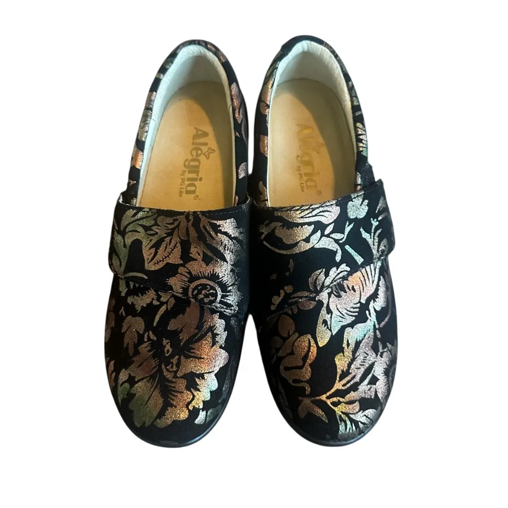 Alegria Women Lauryn Regal Gold Copper Floral Clog Shoes Nursing Size 37 6.5 - Image 3