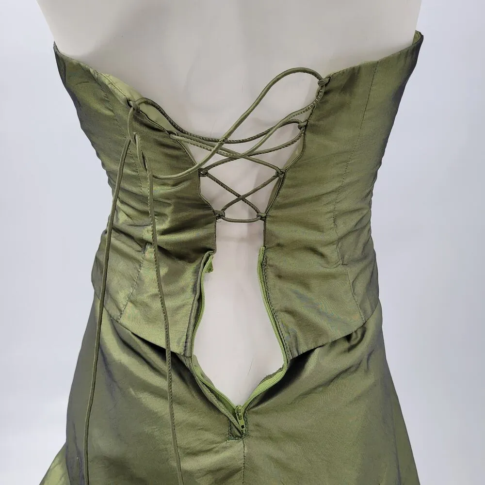 Vintage Zum Zum Prom Dress 7/8 Green Fairy Whimsigoth Bubble Hem Pick Up Skirt - Image 13